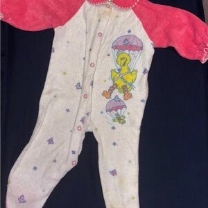 Sesame Street Pink and Cream Baby Footie with Big Bird Parachute Print